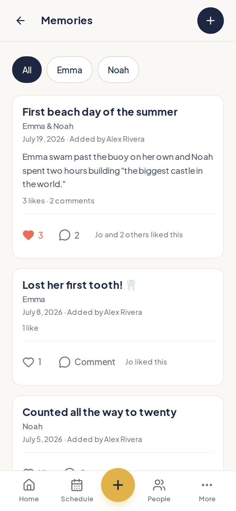 The private family memories feed